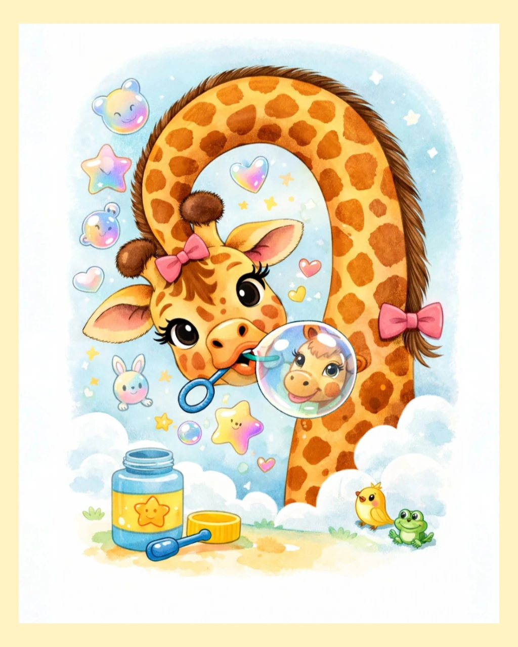 Giraffe and Bubbles